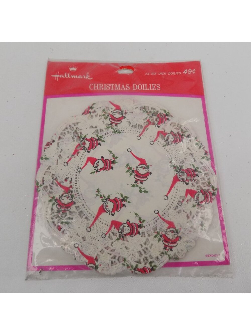 Hallmark Christmas Doilies 6-Inch Santa & Holly Design 24-Pack Vintage New Seale